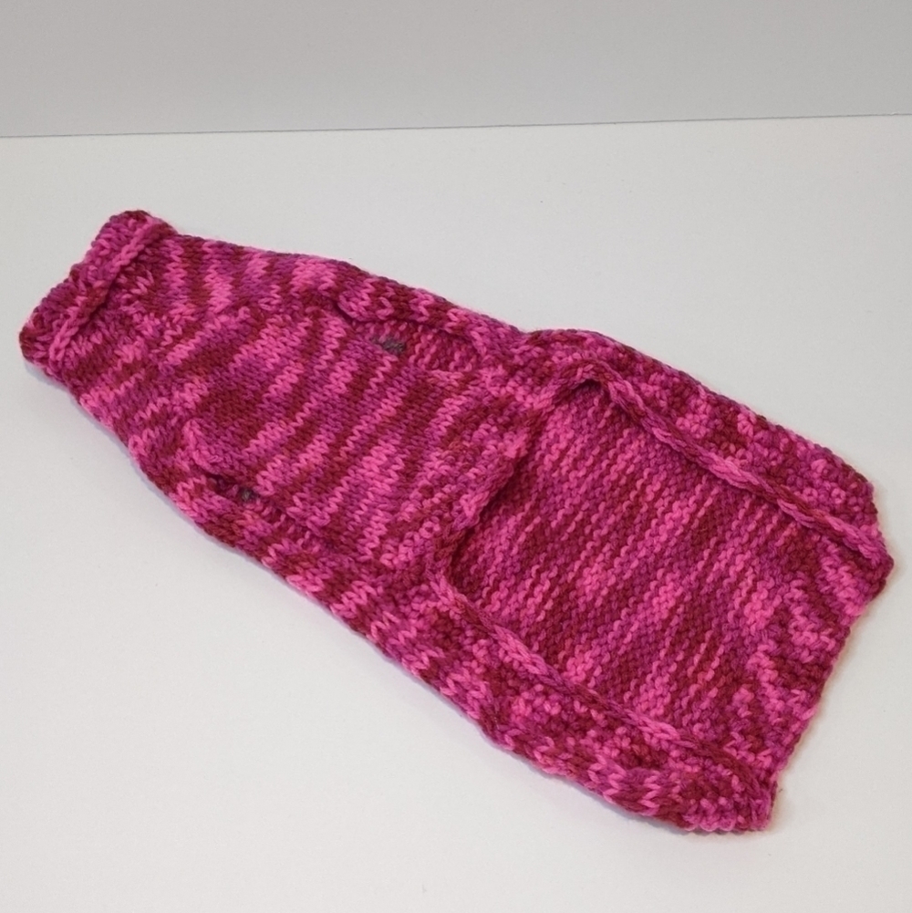 Handmade Hand Knit Pink Marled Dog Sweater Medium - Picture 3 of 5